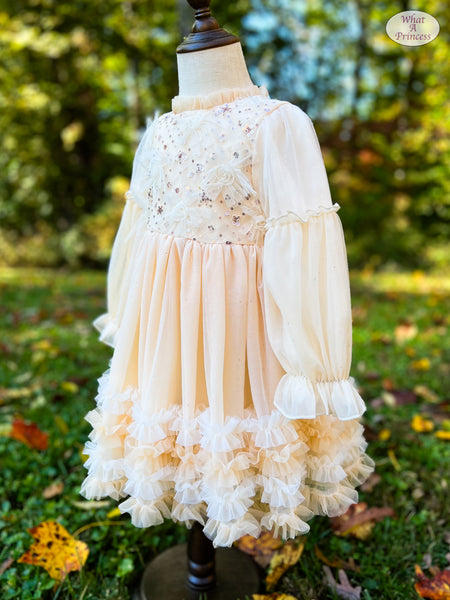 Autumn Dress. Ivory and Buttercream